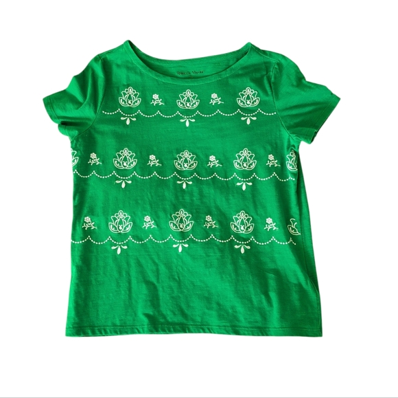 Rebecca Malone Womens Top Shirt‎ XL Green Embroidered Short Sleeve - Picture 1 of 6